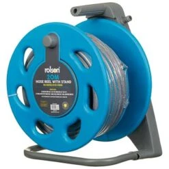 B&M Rolson Hose Reel With Stand 20m -B and M Store 234003 rolson 20m hose stand set with 6 function spray gun set blue 4
