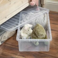 B&M Jumbo Underbed Storage Box With Lid 42L - Clear -B and M Store 257918 42l jumbo underbed storage box with lid clear 4