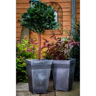 B&M Milano Tall Square Planter Pewter Effect 46 X 30cm 3 B&M Milano Tall Square Planter Pewter Effect 46 X 30cm