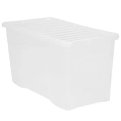 B&M Large Storage Box With Lid 110L - Clear 10 B&M Large Storage Box With Lid 110L - Clear -B and M Store 284861 110l storage box with lid clear