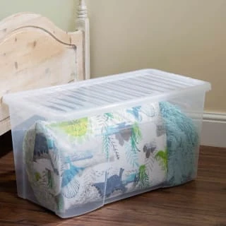 B&M Large Storage Box With Lid 110L - Clear 4 B&M Large Storage Box With Lid 110L - Clear - Image 2