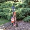 B&M Garden Gnome With Solar Lamp Post - Purple -B and M Store 307140 gnome with solar lamp post 71