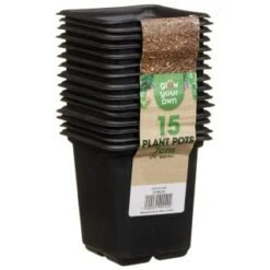 B&M Black Plant Pots 15pk 7 B&M Black Plant Pots 15pk -B and M Store 319024 grow your own 15 plant pots 7cm1
