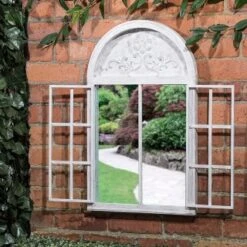 B&M Shutter Door Arched Garden Mirror -B and M Store 331461 shutter door arched garden mirror 21
