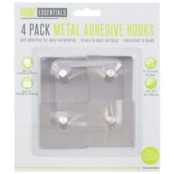 B&M Metal Adhesive Hooks 4pk - Square 9 B&M Metal Adhesive Hooks 4pk - Square -B and M Store 332165 metal hooks 4pk square