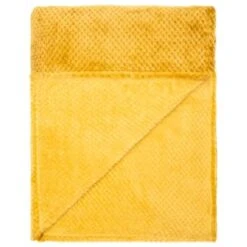 B&M Oversized Waffle Throw - Ochre -B and M Store 344890 oversized waffle throw ochre 2