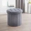 B&M Round Storage Ottoman - Grey -B and M Store 345786 round grey ottoman