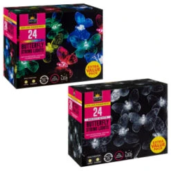 B&M 24 Solar LED Butterfly String Lights - White 8 B&M 24 Solar LED Butterfly String Lights - White -B and M Store 353457 24 string lights butterfly group