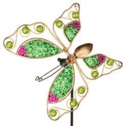 B&M Glitter Stake - Green Butterfly -B and M Store 353659 glitter stakes butterfly green 2