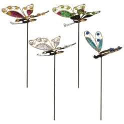 B&M Glitter Stake - Green Butterfly -B and M Store 353659 glitter stakes main