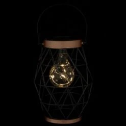 B&M Metal Hexagonal Solar Lantern - Copper 7 B&M Metal Hexagonal Solar Lantern - Copper -B and M Store 353880 24cm metal hexagonal solar lantern copper trim