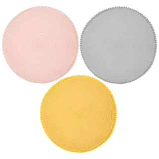 B&M Grey Round Pom Pom Placemats 4pk 7 B&M Grey Round Pom Pom Placemats 4pk - Image 5