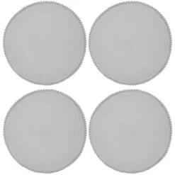 B&M Grey Round Pom Pom Placemats 4pk 10 B&M Grey Round Pom Pom Placemats 4pk -B and M Store 355688 pom pom placemats grey 3