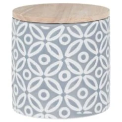 B&M Embossed Geometric Storage Canisters 3pc 12 B&M Embossed Geometric Storage Canisters 3pc -B and M Store 356821 storage canisters geo grey 2