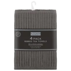 B&M Ribbed Tea Towels 3pk - Grey