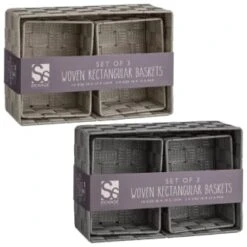 B&M Woven Storage Baskets 3pk - Silver -B and M Store 365979 365978 3pk woven baskets group