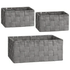 B&M Woven Storage Baskets 3pk - Silver -B and M Store 365979 3pk woven baskets silver group