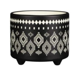 B&M Urban Eden Embossed Footed Planters 3pk - Black -B and M Store 366531 3pk urban eden plant pot on tripod stand black 3