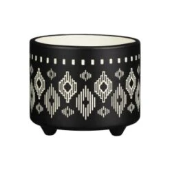 B&M Urban Eden Embossed Footed Planters 3pk - Black -B and M Store 366531 3pk urban eden plant pot on tripod stand black 4