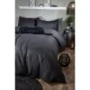 B&M Luna Waffle Double Duvet Set - Black -B and M Store 367718 367719 luna waffle black duvet set 1