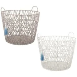 B&M Storage Basket With Tassel - Grey -B and M Store 368485 basket with tassel main