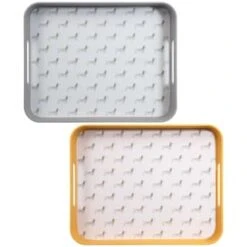 B&M Sausage Dog Bamboo Tray With Handles - Ochre -B and M Store 369483 sausage dog printed bamboo tray with handles ochre