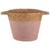 B&M Small Two Tone Wicker Basket - Pink -B and M Store 374392 small pink two tone basket