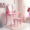 B&M Amelia Vanity Set With Stool & Mirror 1 B&M Amelia Vanity Set With Stool & Mirror -B and M Store 375844 amelia vanity set pink
