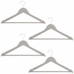 B&M Matte Grey Wooden Hangers 4pk -B and M Store 376023 wooden hangers 4pk group