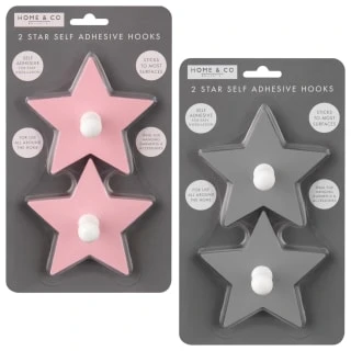 B&M Star Shaped Self Adhesive Hooks 2pk - Blush 4 B&M Star Shaped Self Adhesive Hooks 2pk - Blush - Image 2