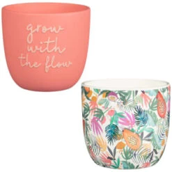 B&M Superbloom Sun Ceramic Plant Pots 3pk - Floral -B and M Store 379332 3pk superbloom ceramic plant pots group