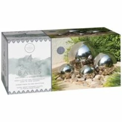B&M Tranquil Garden Stainless Steel Gazing Balls 4pk -B and M Store 379370 4pk tranquil garden stainless steel gazing balls 2