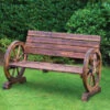B&M Burntwood Wagon Wheel 2 Seater Bench 1 B&M Burntwood Wagon Wheel 2 Seater Bench -B and M Store 379387 burntwood wagon wheel 2 seater bench