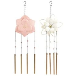 B&M Flower Windchime - Pink -B and M Store 379613 boho garden flower tubular windchime group