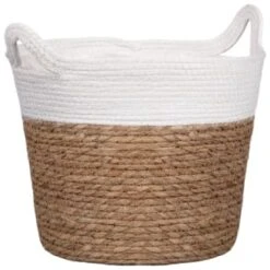 B&M Natural Planter Basket With Handles 5 B&M Natural Planter Basket With Handles -B and M Store 380056 natural planter basket with handles and plastic liner 2