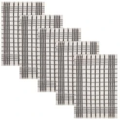 B&M Essentials Check Tea Towels - Black 5pk 8 B&M Essentials Check Tea Towels - Black 5pk -B and M Store 380235 5pk check tea towels black 2