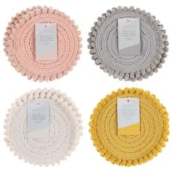 B&M Pom Pom Coasters - Grey 4pk -B and M Store 380383 380384 380492 380495 4pk harmony pom pom coasters