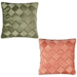 B&M Basket Weave Velvet Cushion - Sage -B and M Store 380438 380756 basket weave velvet cushion main
