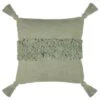 B&M Indigo Tufted Stripe Cushion With Tassels - Sage -B and M Store 380494 indigo tufted stripe cushion with tassels sage