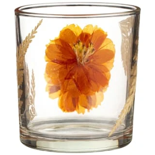 B&M Dried Flowers Tealight Holder - Orange 3 B&M Dried Flowers Tealight Holder - Orange
