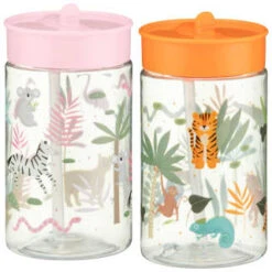 B&M Little Safari Kids Cup With Straw Lid - Pink 7 B&M Little Safari Kids Cup With Straw Lid - Pink -B and M Store 381253 381254 kids print cup lid and straw group1 1