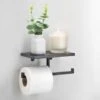B&M Double Toilet Roll Holder & Shelf - Black 2 B&M Double Toilet Roll Holder & Shelf - Black -B and M Store 381372 double roll holder and shelf black