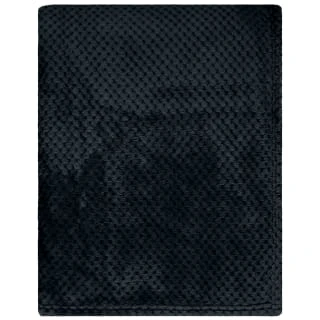 B&M Waffle Fleece Throw - Black 4 B&M Waffle Fleece Throw - Black - Image 2