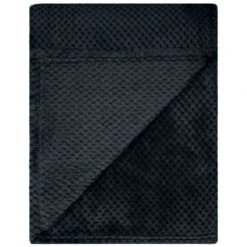 B&M Waffle Fleece Throw - Black 8 B&M Waffle Fleece Throw - Black -B and M Store 383147 supersoft waffle fleece throw black 3