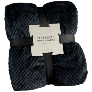 B&M Waffle Fleece Throw - Black 3 B&M Waffle Fleece Throw - Black