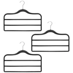 B&M Velvet Trouser Hangers 3pk - Black 8 B&M Velvet Trouser Hangers 3pk - Black -B and M Store 383688 3pk pure velvet trouser hangers black