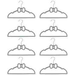 B&M Children's Non-Slip Hangers 8pk - Grey -B and M Store 383693 8pk childrens hangers grey bow