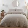 B&M Roma Brushed Herringbone Double Duvet Set - Natural -B and M Store 389747 389748 roma herringbone natural duvet set 1