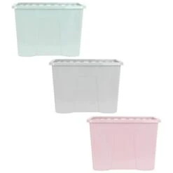 B&M Storage Box With Lid 80L - Dusty Pink -B and M Store 391381 391383 391384 80l storage box and lid group