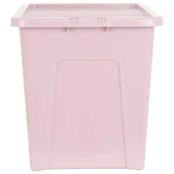 B&M Storage Box With Lid 80L - Dusty Pink -B and M Store 391383 dusty pink 80l storage box and lid 2